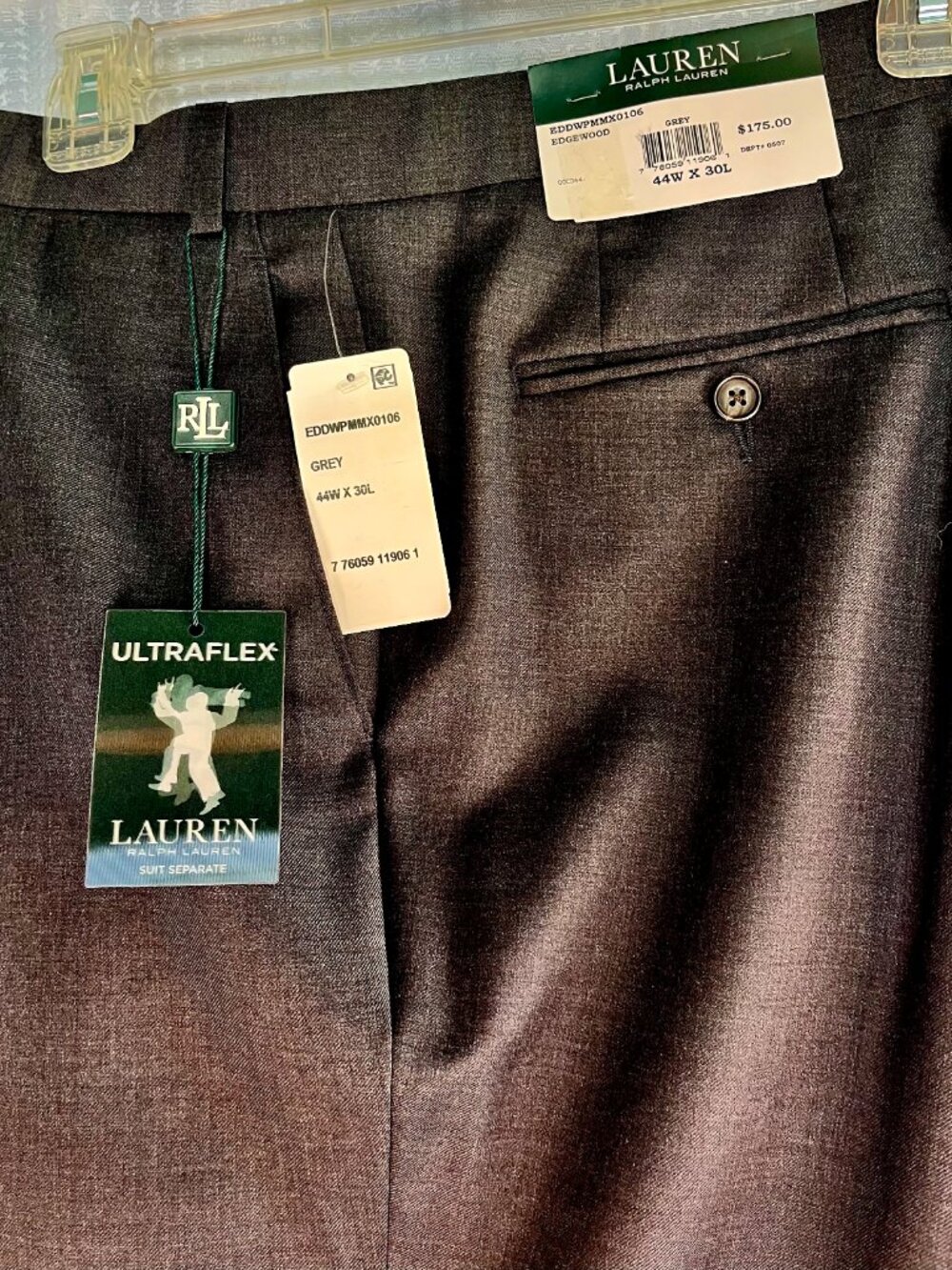 Lauren Ralph Lauren Grey Designed Dress Pants size 44 x 30 NWT - Picture 2 of 2